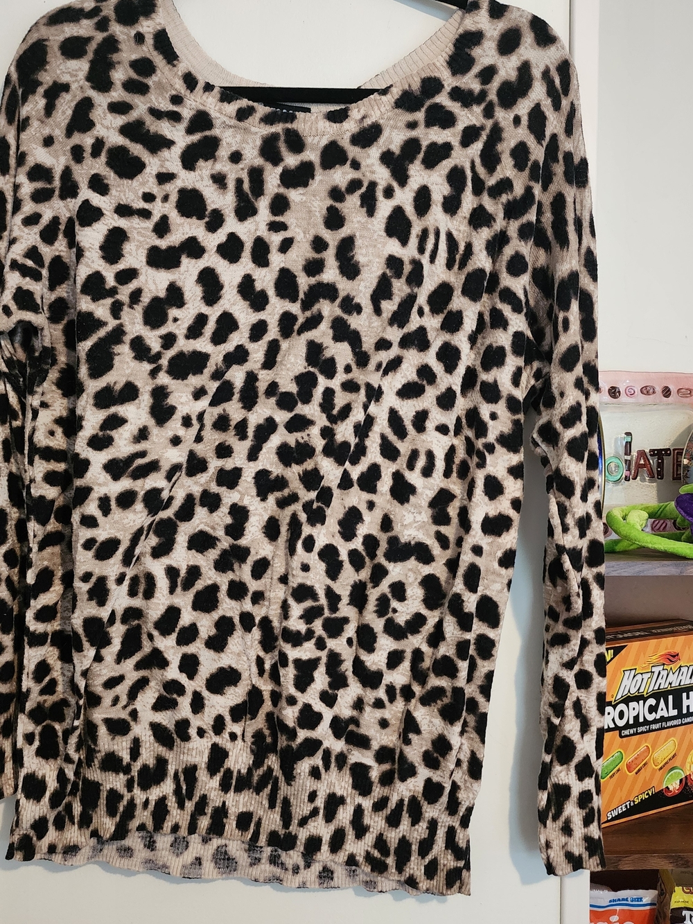 torrid Beige and Black Leopard Crew Neck Sweater